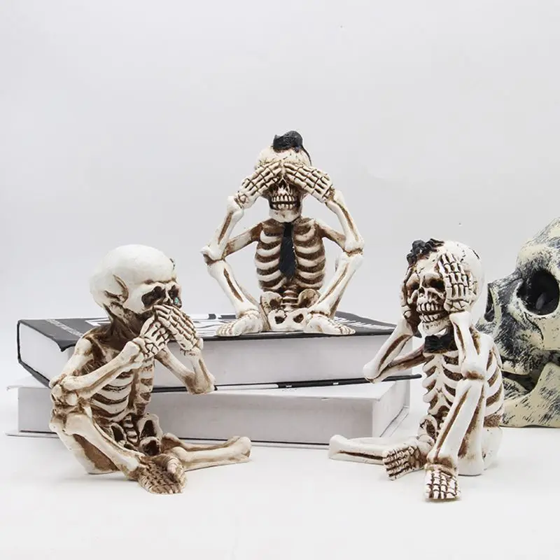 

3pcs Halloween Resin Skull Decoration Haunted House Props Graveyard Ornaments