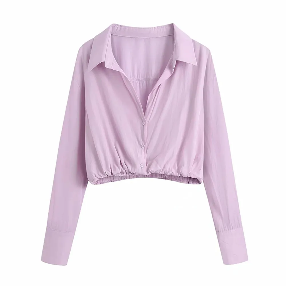 

ZA women's shirt 2021 summer new women's fashion casual high waist vertical short shirt for women