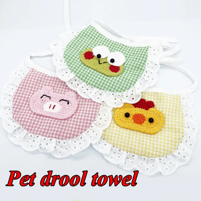 

New Pig Frog Embroidered Pet Scarf Cute Style Summer Pet Cotton Washable Dog Scarf Collar Pet Square Bib For Puppies Kittens