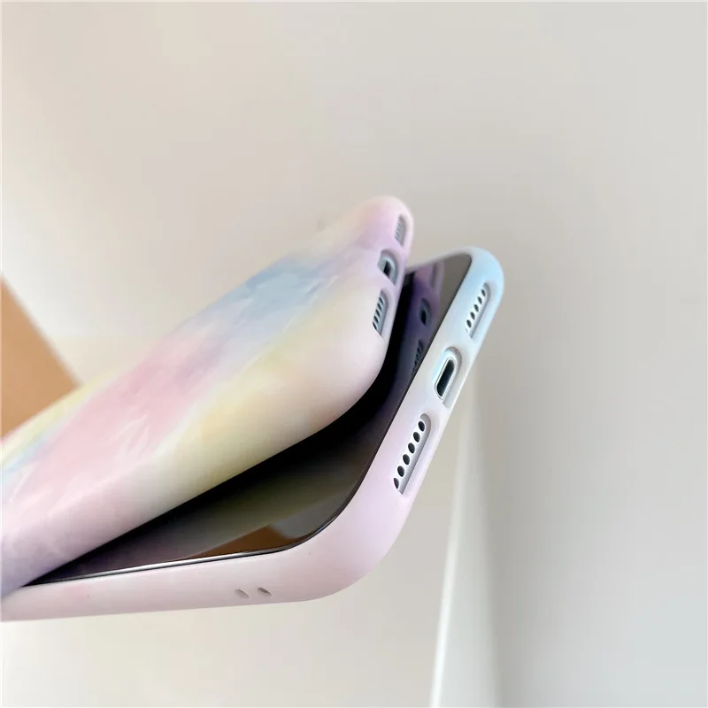 Противоударный чехол радужного цвета для телефона IPhone 11 Pro Max XR XS 7 8 Plus мягкая
