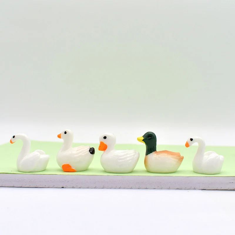 Миниатюрная фигурка лебедя из смолы миниатюрное украшение для сада сделай сам