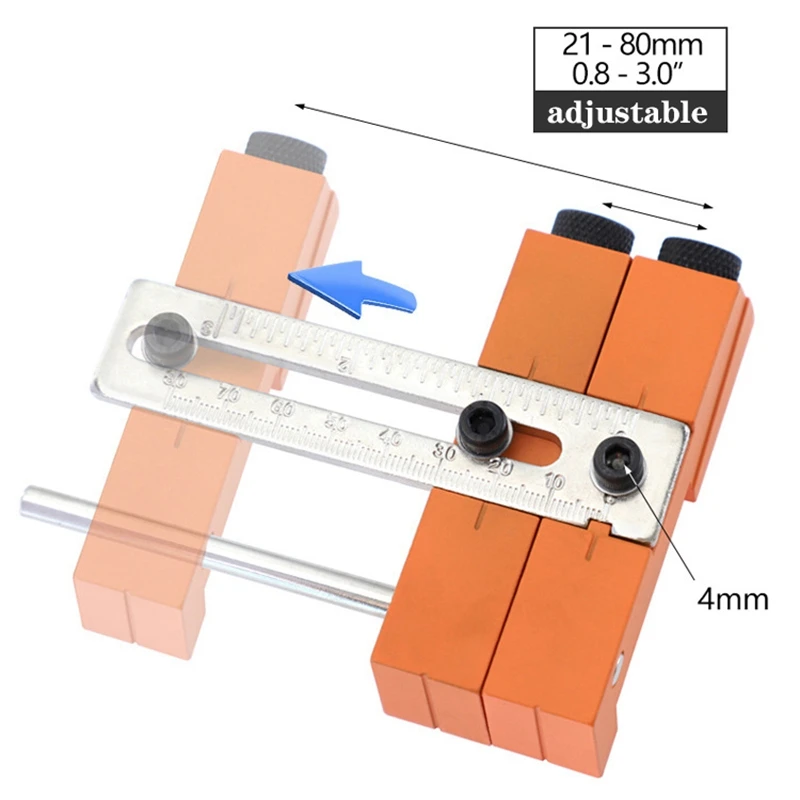 

Adjustable Hole Opener 15 Degree Angle 9.5mm Double Hole Punch Woodworking Oblique Hole Locator Joinery Tools