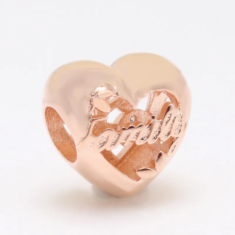 

Original 925 Sterling Silver Rose Gold Hollow Family Tree Heart-shaped Beads Fit Pandora Women Bracelet & Necklace Diy Jewelry
