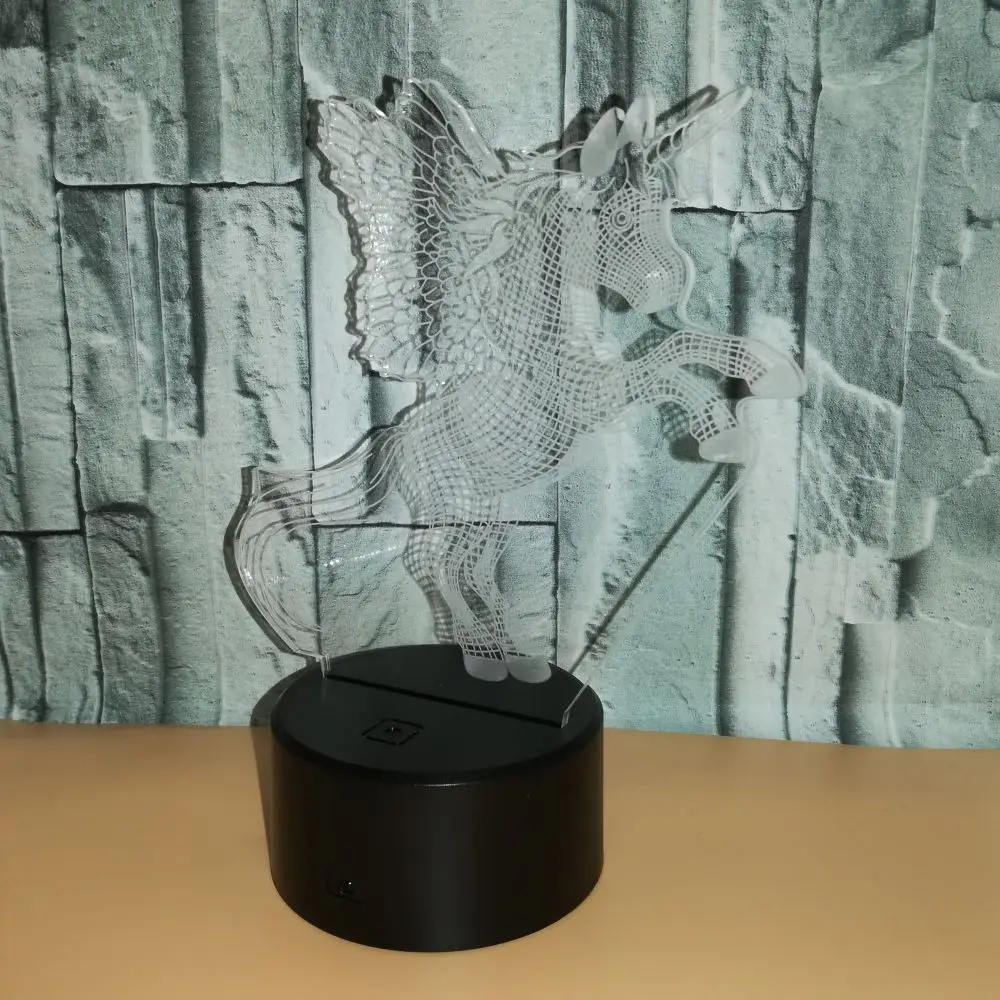 

Unicorn 3D LED Visual Illusion Light Transparent Acrylic Night Ligh Colorful usb Bluetooth Speaker Table Lamp Children Gifts
