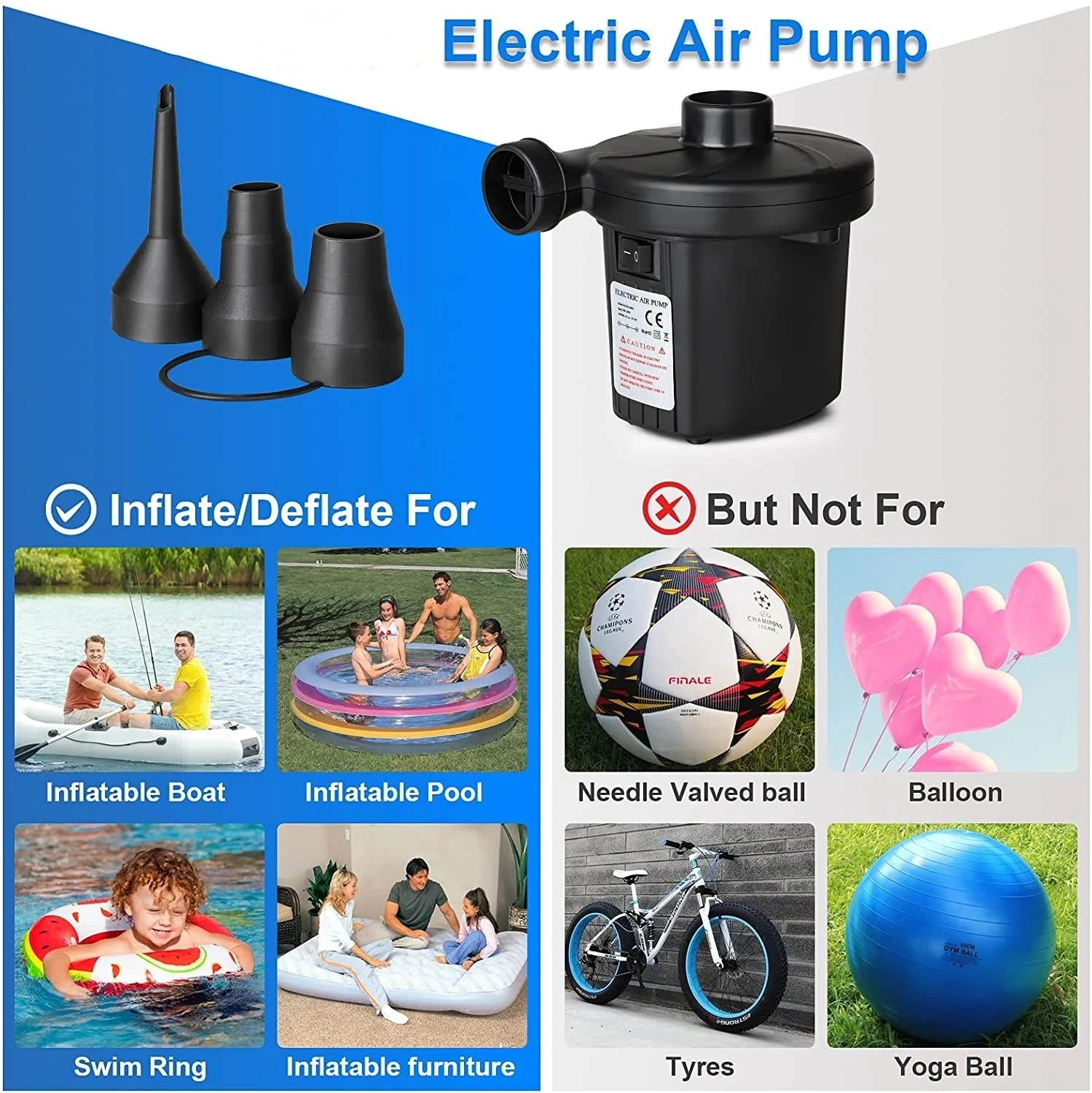 Portable Electric Air Pump Mini Compressor 12V Inflator For Mattress Boat Camping Inflatable Toy With 3 Nozzles Home Car Use | Автомобили