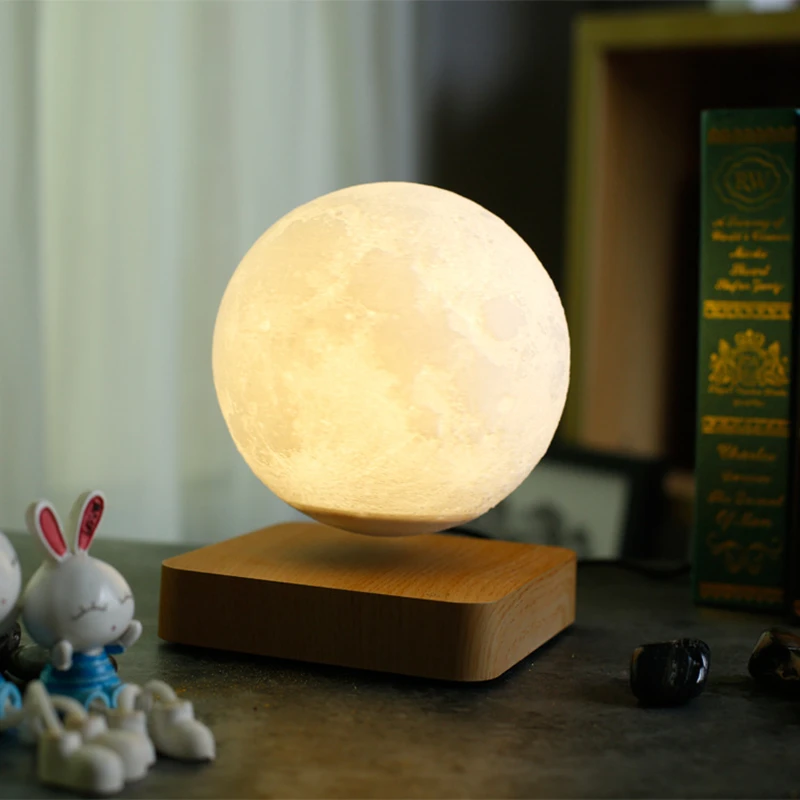 저렴한 공중에 뜨고 회전하는 달 램프 3D 인쇄로 자유롭게 공중에 떠 다니는 LED 달 램프 선물용 3 색 모드 홈 장식