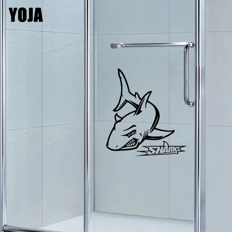 YOJA 26x24 7 см забавных акул домашний Декор стены Стикеры Ванная комната Стекло