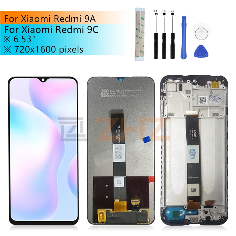 

ЖК-дисплей с дигитайзером в сборе и рамкой для Xiaomi Redmi 9A/ 9C, запасные части для дисплея Redmi 9c, 6,53 дюйма