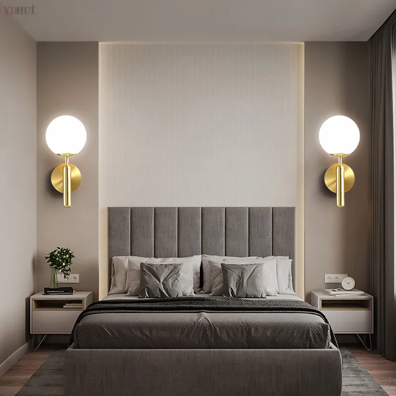 Декоративный светодиодный настенный светильник s Скандинавское стекло шар Wandlamp