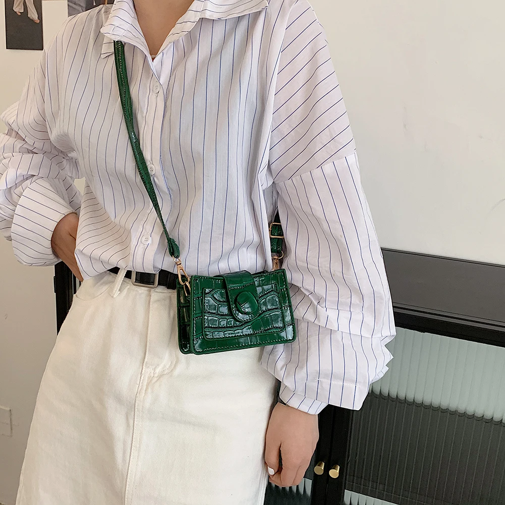 

Mini Small Square Flap Bag Brand Fashion New Quality PU Leather Women's Handbag Alligator Pattern Chain Shoulder Messenger Bags