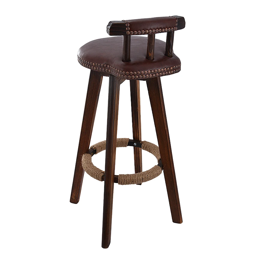 Стул барный поворотный из массива дерева 4 ножки обеденный стул на стойке | Мебель