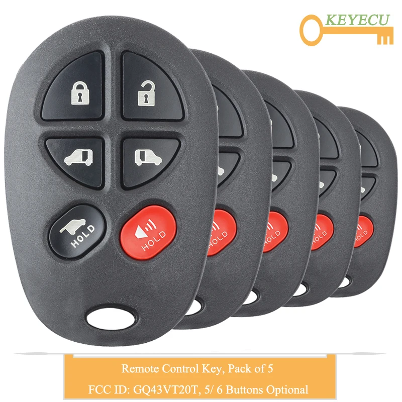 KEYECU 5 шт. Автомобильный ключ дистанционного управления для Toyota Sienna 2004 2005 2006 2007 2008