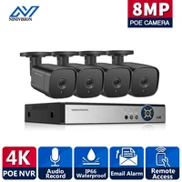 ninivision h 265 4ch 8mp 4k cctv system poe nvr kit audio waterproof metal ip camera bullet home security camera system