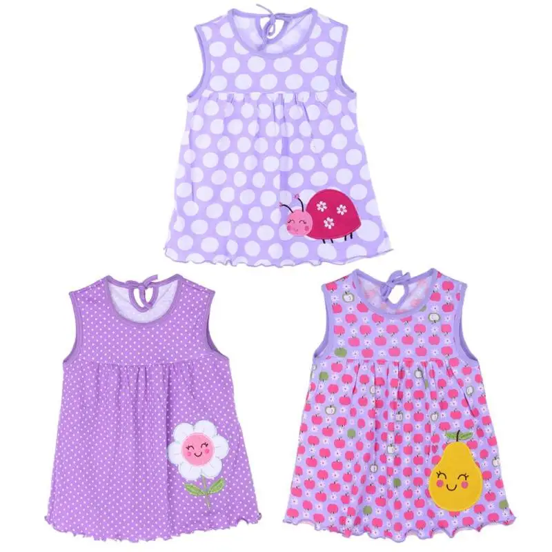Платья для маленьких девочек без рукавов 2019 летнее хлопковое мини-платье