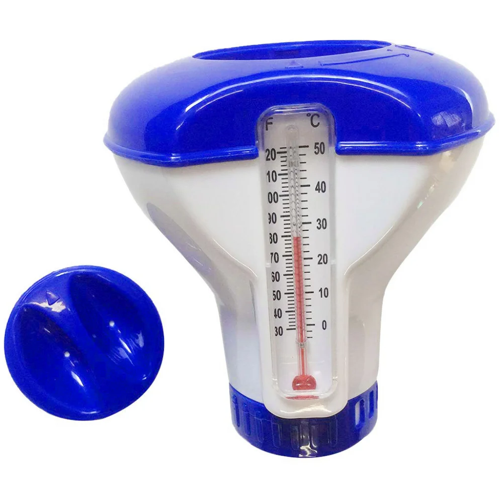 

2021 New Swimming Pool Floating Chlorine Dispenser Swimming Pool Accessories Thermometer Disinfection Automatic Applicator Pool