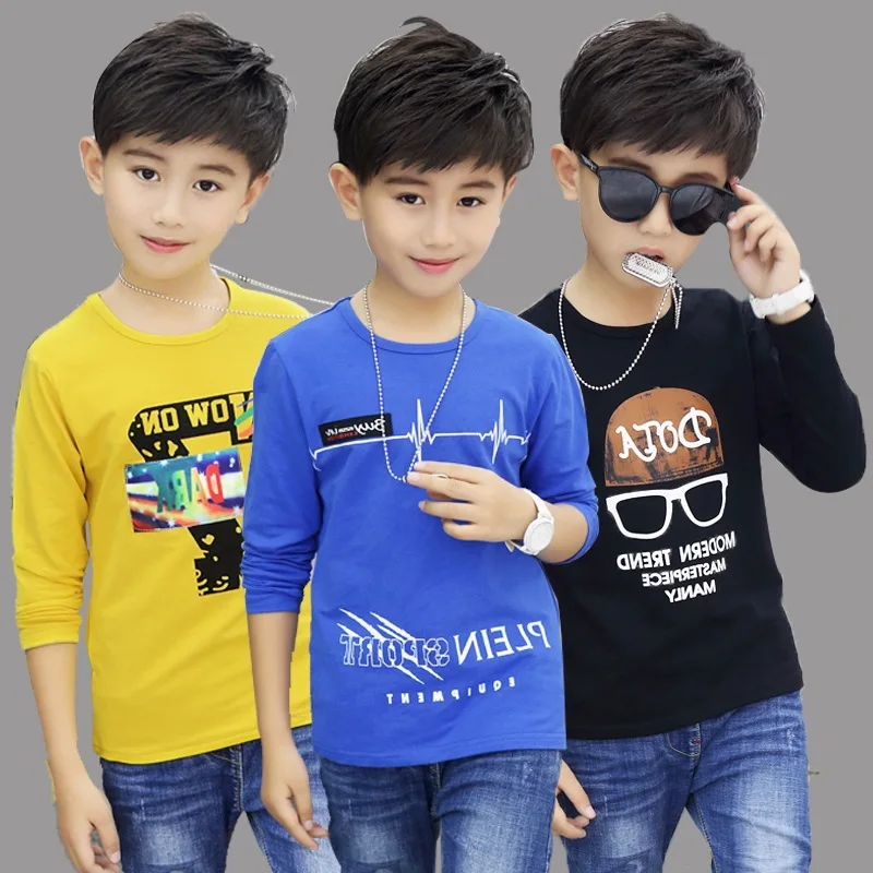 Новинка весна-осень 2019 Детские хлопковые футболки с длинными рукавами для
