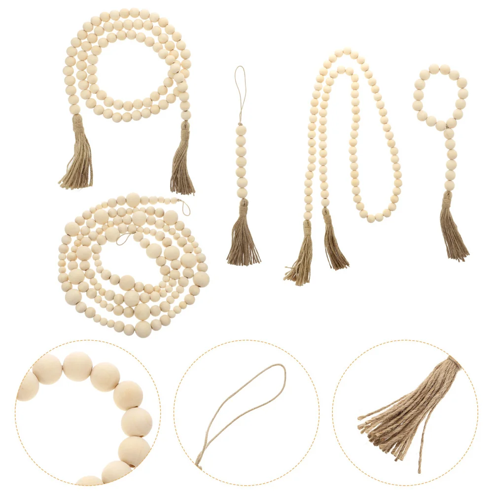 

5 Pcs Retro Tassel Pendant DIY Pendant Wooden Bead String Bead String Adornments