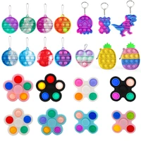 new simple dimple fidget spinner toy small stress relief keyring pendant push bubbles hand spinner adult kids toys gifts