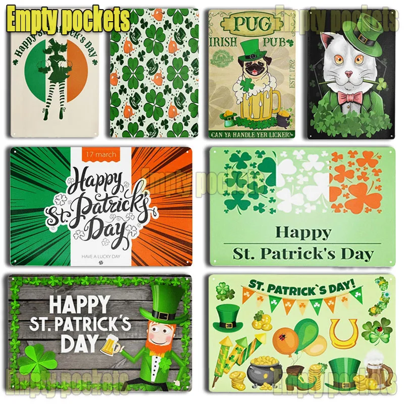 

Metal Tin Sign Happy ST.patrick's Day Poster for Bedroom Living Room Home Room Cafe Cinema Yard Sign Letters Easter gifts Decor