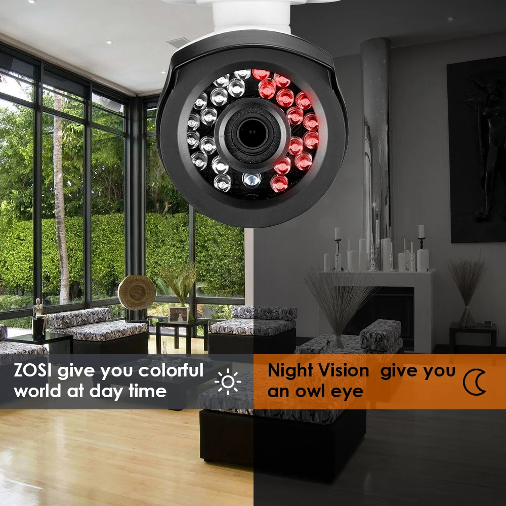 ZOSI HD 2MP видео система наблюдения CCTV 8 канальный Full ночного видения 1080 P TVI dvr комплект открытый мобильный пуля Камера жесткий диск HDD
