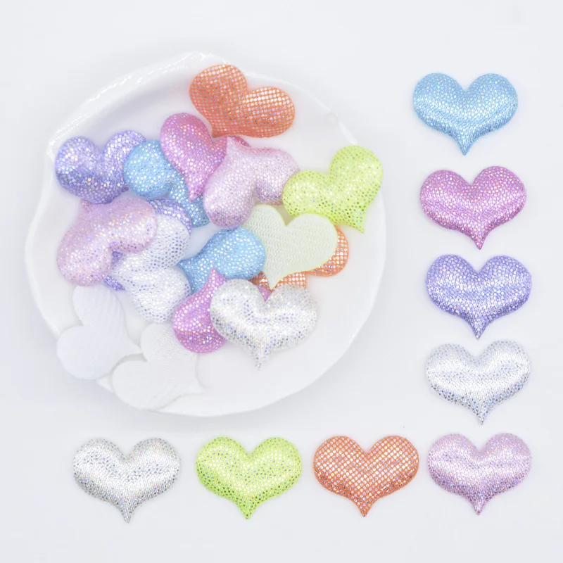 100 шт. 24*18 мм Разноцветные тканевые аппликации в форме сердца мягкие нашивки для