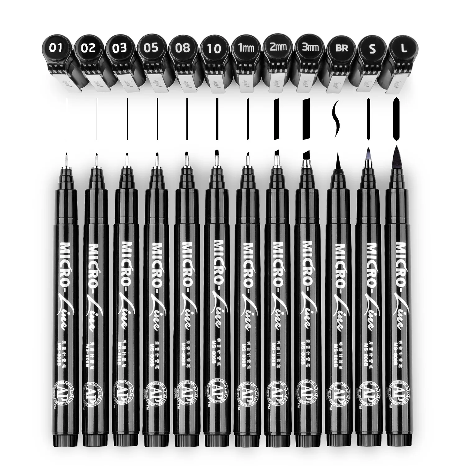 

8/12pcs Hand Lettering Pens Neelde Drawing Line Calligraphy Pen Waterproof Pigment Sketch Markers Pen For Design Art Supplie