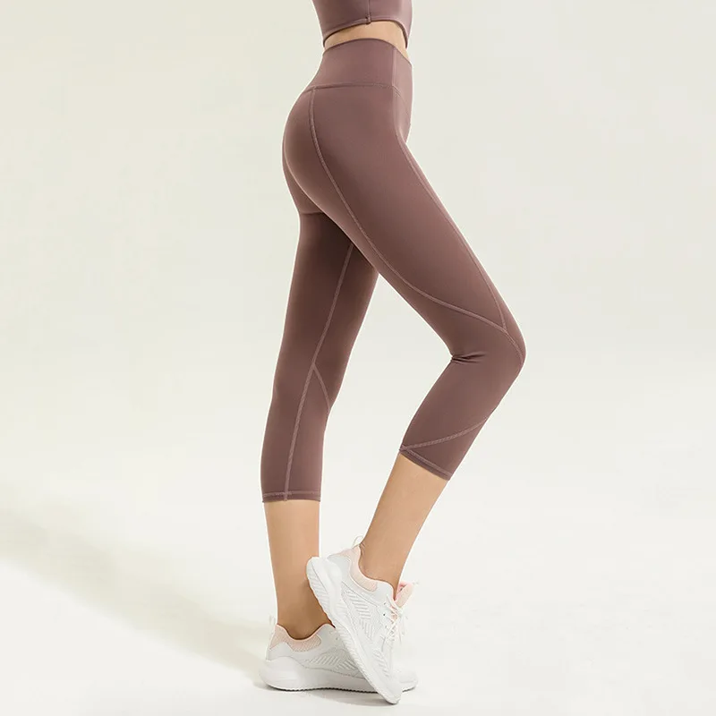 

Double-sided Fleece Naked Sense Yoga Pants Legging Women High Waist Push Up Peach Buttock Sports Fitness Cropped Trousers /40