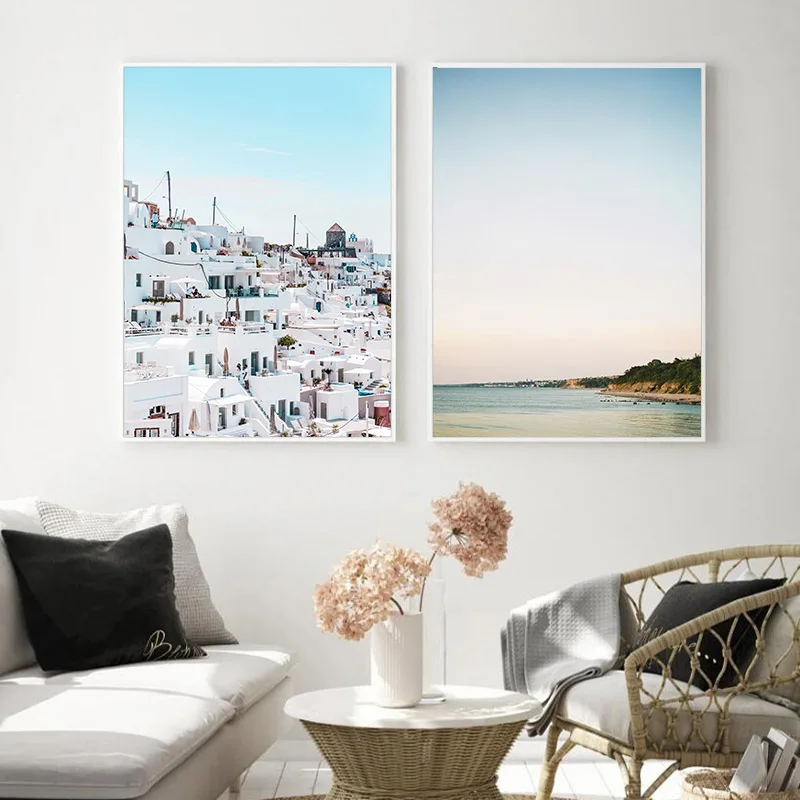 Океан закат настенный плакат морской пейзаж холст печать скандинавские пейзажи