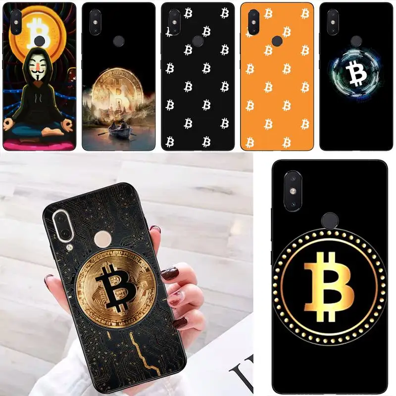 

Bitcoin Coin Money Phone Case For Redmi 9A 8A 7 6 6A Note 9 8 8T Pro Max Redmi 9 K20 K30 Pro Black Silicone Soft TPU Case