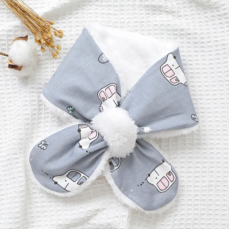New Autumn Winter Baby Scarf Cotton Plus Velvet Children Scarves Korean Cartoon Cute Girls Boys Toddler Warm O-ring Neckerchief | Детская