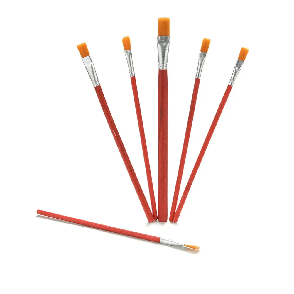 

6 Pcs Artist Paint Brush Nylon Hair Watercolor Acrylic Oil Painting Supplies