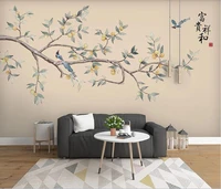 xue su custom mural wallpaper new hand painted flowers and birds elegant background wall covering