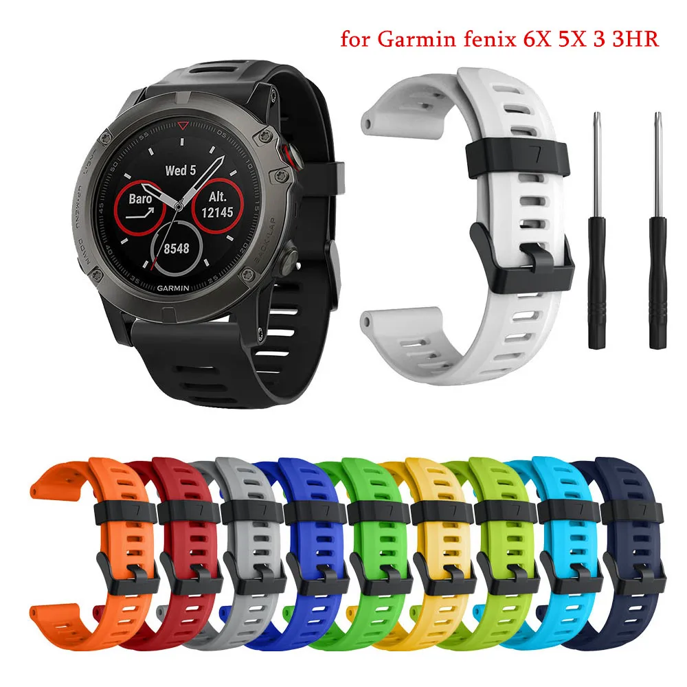 

26 мм, ремешок для смарт-часов Garmin Fenix 6X 5X 3 3HR Смарт-часы силиконовый ремешок для наручных часов Smart аксессуары