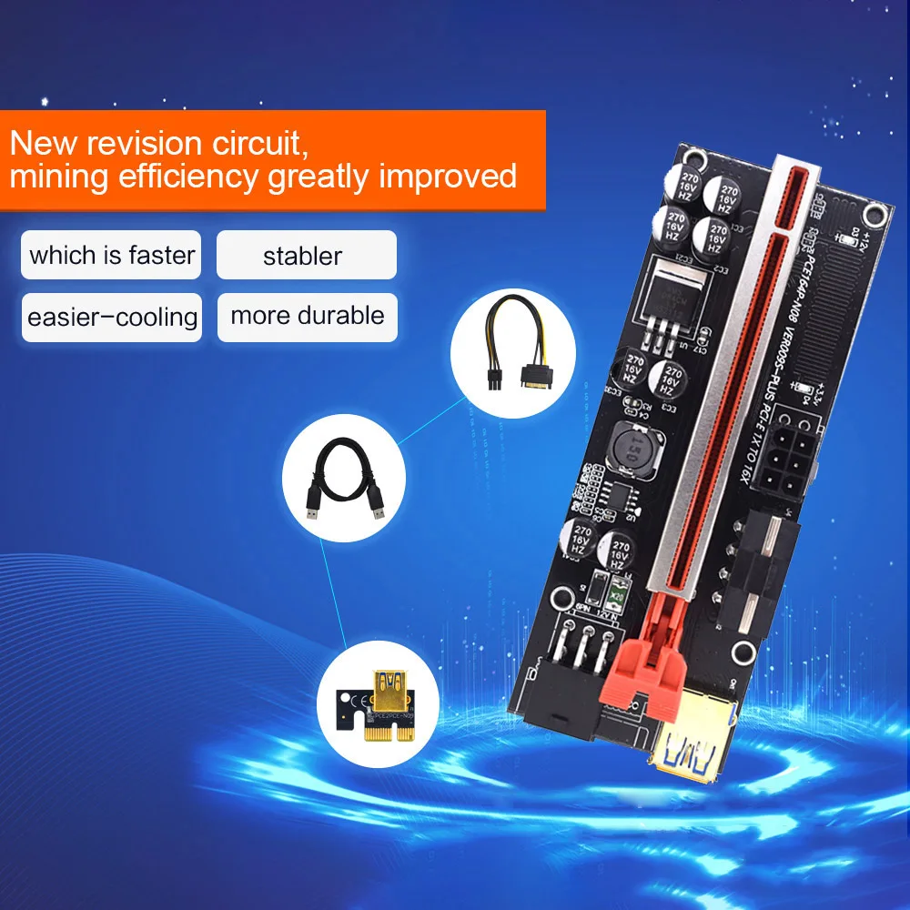 

Плата расширения PCIE Riser 009s Plus PCI Express, PCI Express X16 VER009s PLUS, карта расширения для майнинга