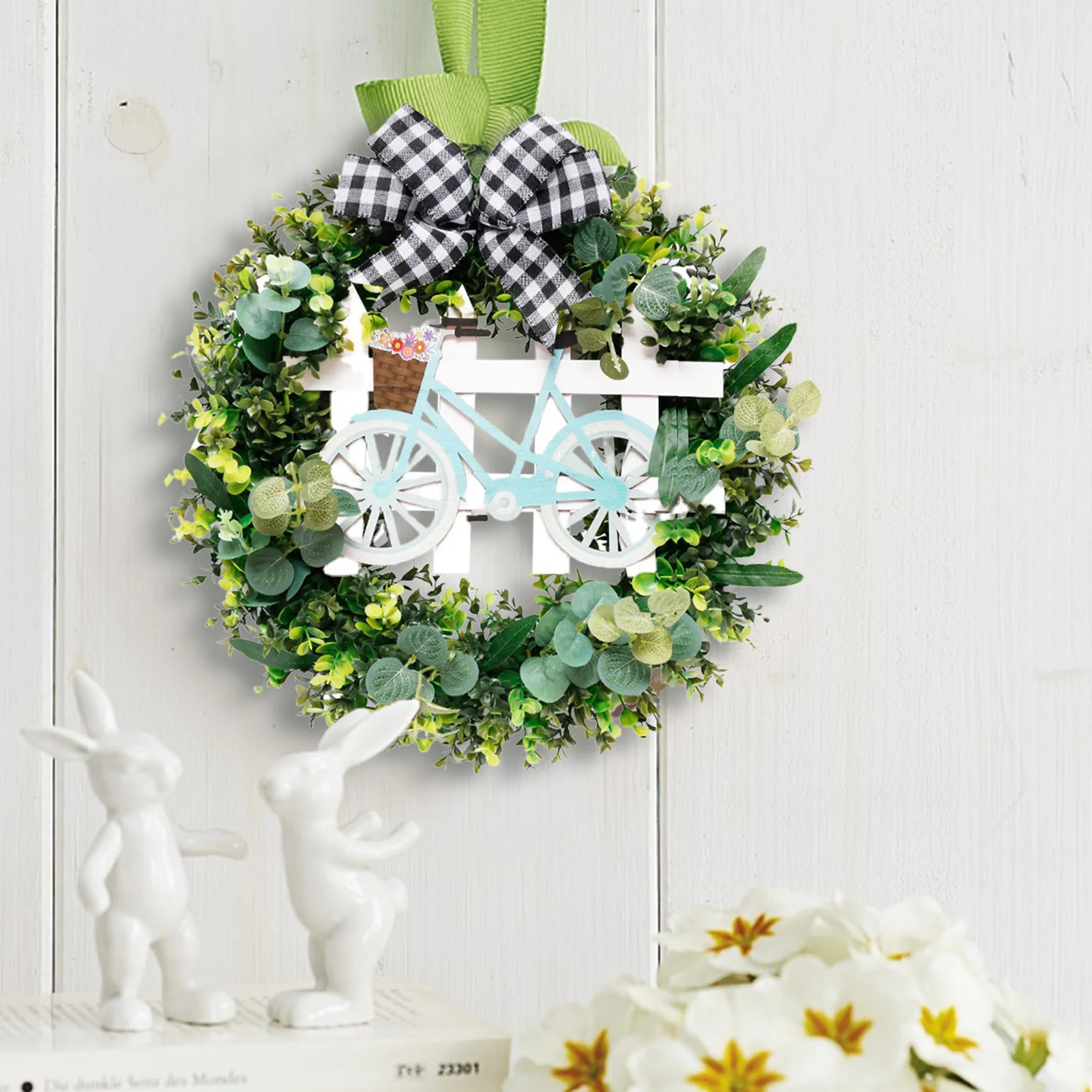 Spring Artificial Wreath For Front Door Wall Decor Beautiful Handcrafted Design Home Decorations Lovely Durable Green Leaf Wreat | Дом и сад