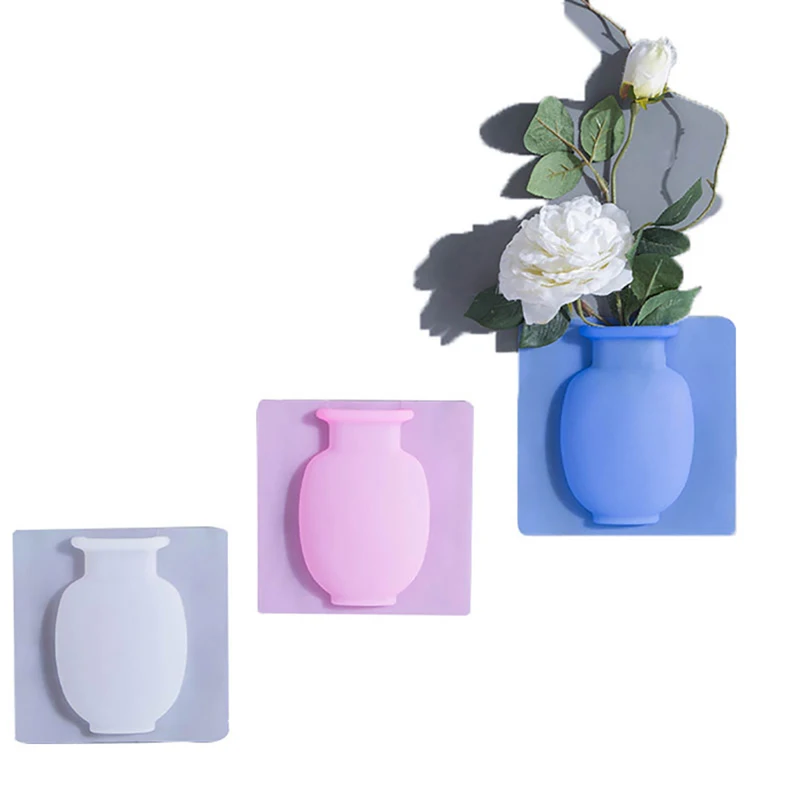 

Silicone Vase Wall Glass Flower Plant Vase Home Decor Accessories Wall & Fridge Magic Plant Vase DIY Bouquet Storage Decoration