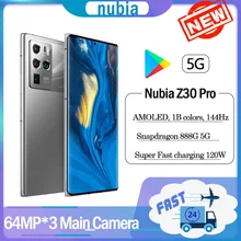 New Original ZTE Nubia Z30 Pro 5G Smartphone Qualcomm Snapdragon 888 120W Super Charger 64MP Camera*3 Cellphone Google play NFC (1)