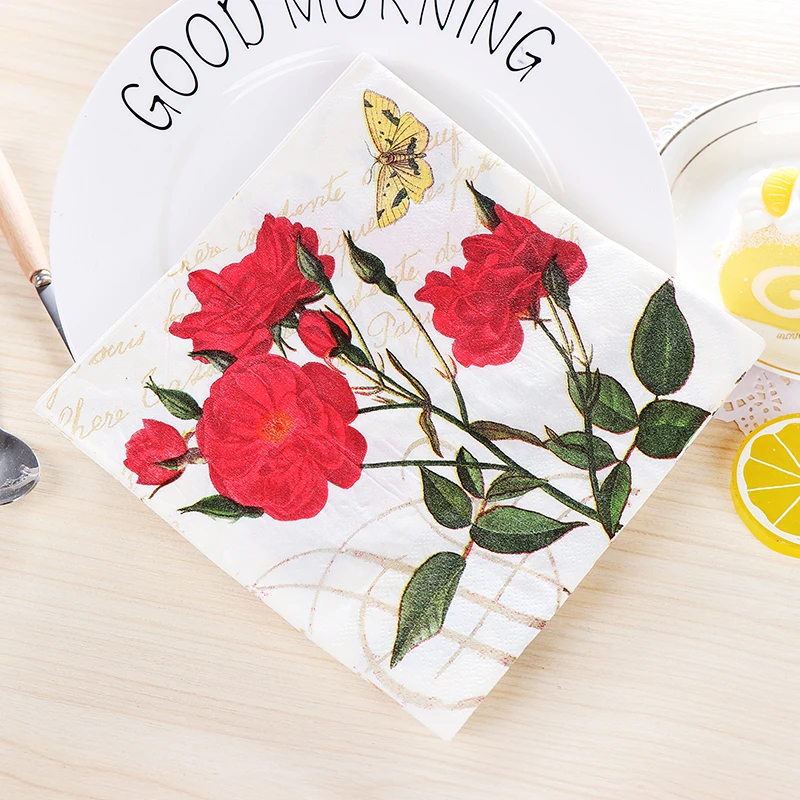 Горячая Распродажа 100 шт. бумажные салфетки с цветами для свадьбы украшение дня