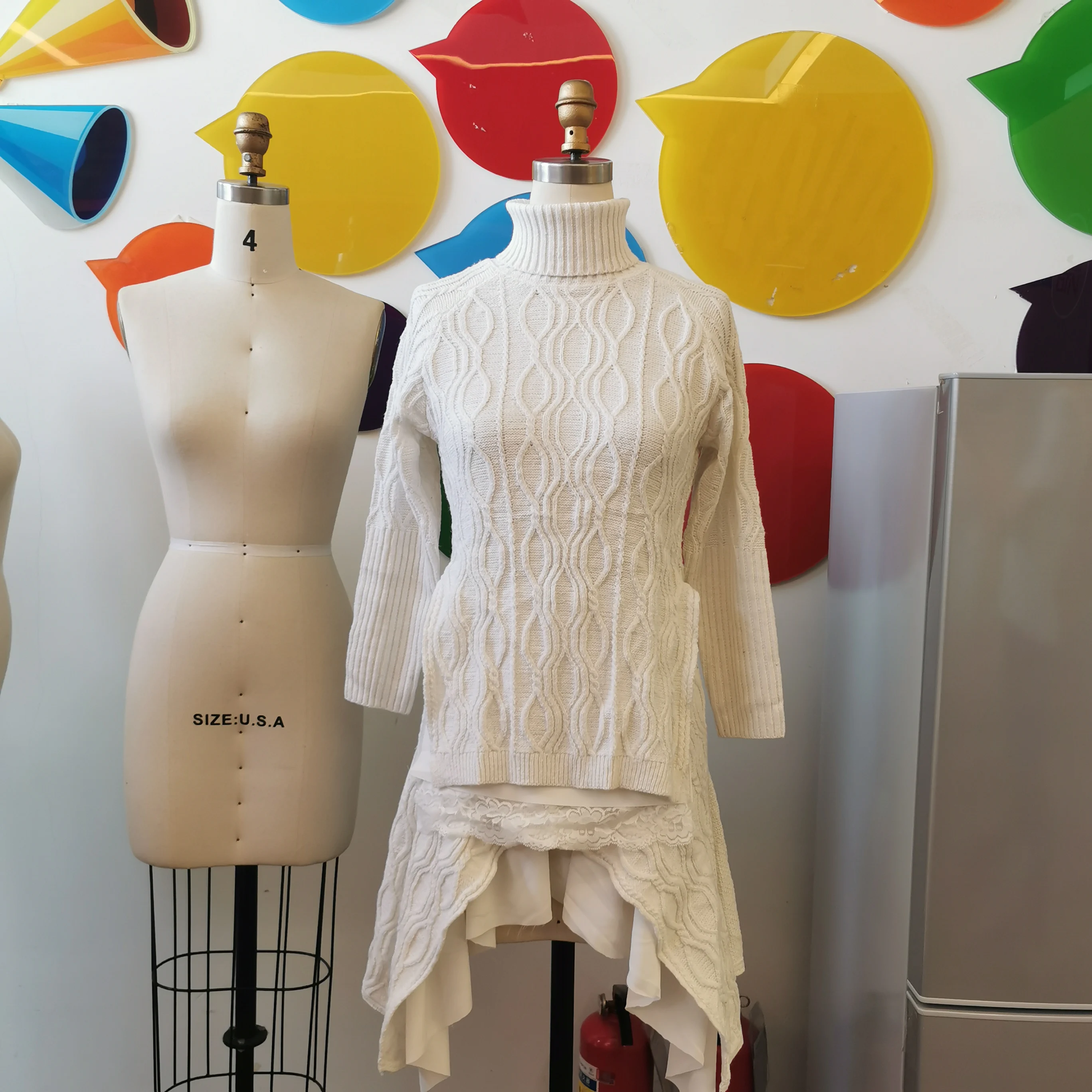 Женское Рождество Новый год платье-свитер Осень-зима вязаные асимметричное