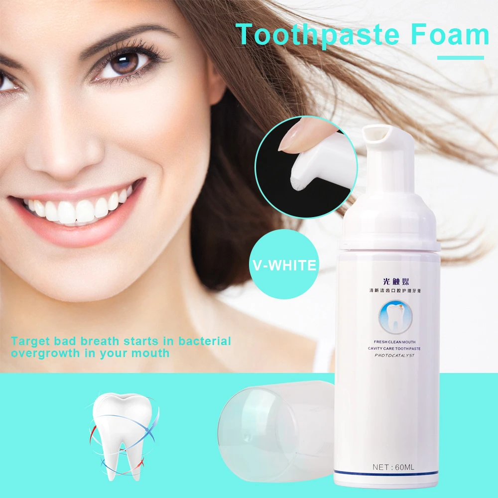 Новая 60 мл Зубная паста отбеливающая пена натуральная для мытья рта вода