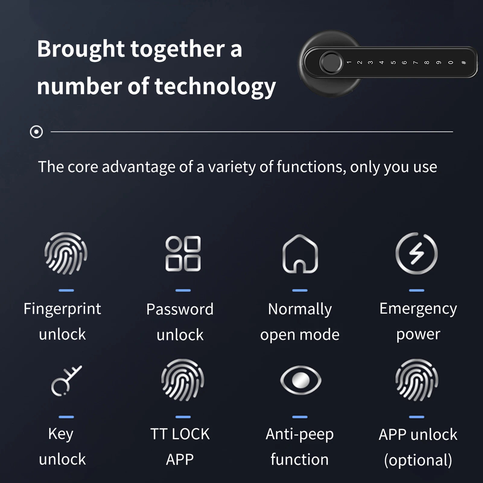 

Home Security Fast Unlock Biometric Fingerprint Door Lock Password Digital Lever Smart Phone APP Easy Install Keyless Entry