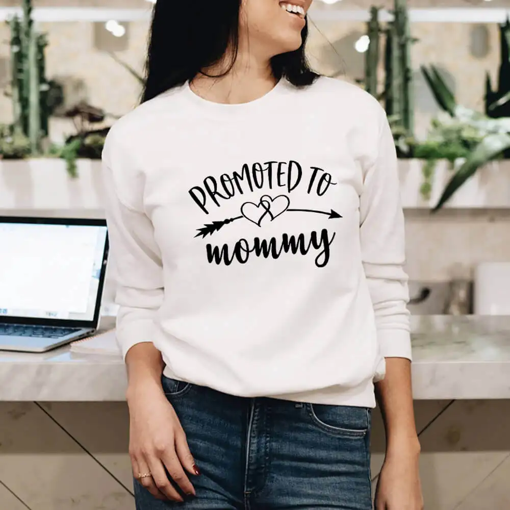 Повышен до мама печатных 100% хлопок Женская толстовка Mom To Be Весенняя повседневная