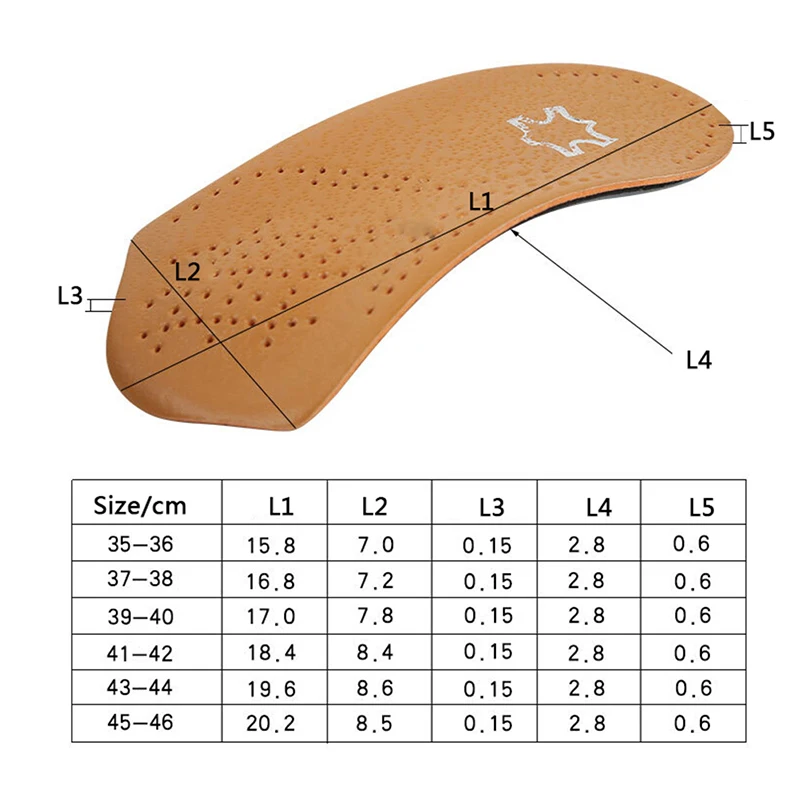 1 пара кожаные ортопедические стельки унисекс длина 3/4 | Обувь