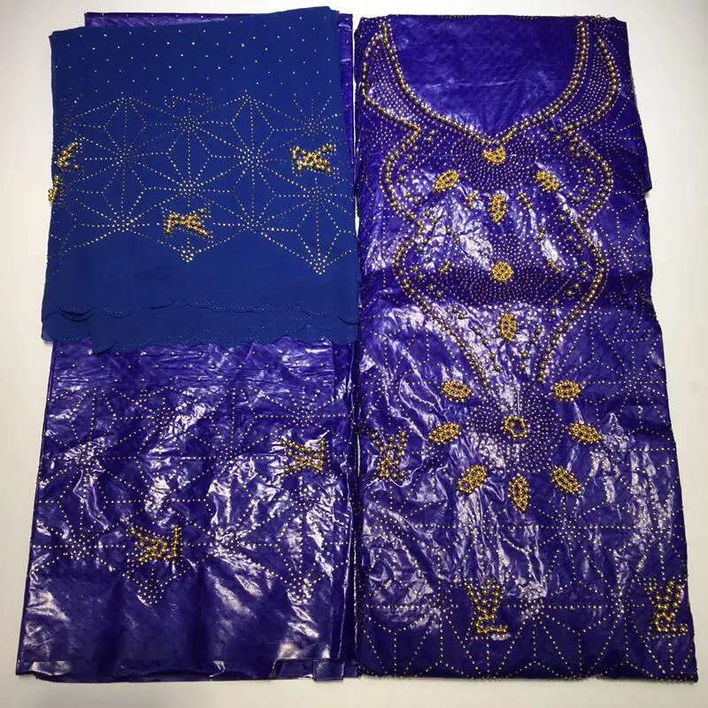4 Африканская кружевная ткань высокого качества Базен riche getzner Новая индийская свадебная ткань морская парча с бисером камень 7 ярдов ba085 - Цвет: 4
