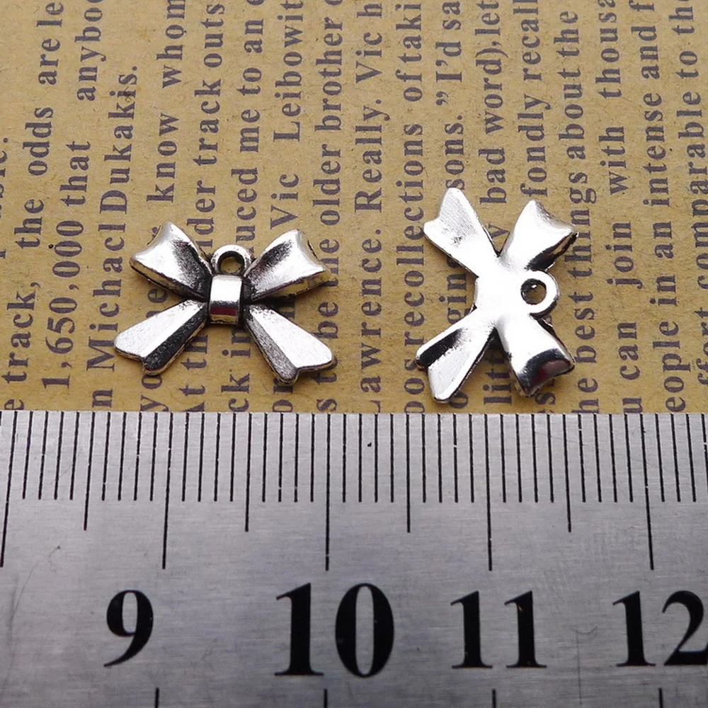 

300pcs Bowknot Charms 10mm x 15mm DIY Jewelry Making Pendant Antique Silver Color