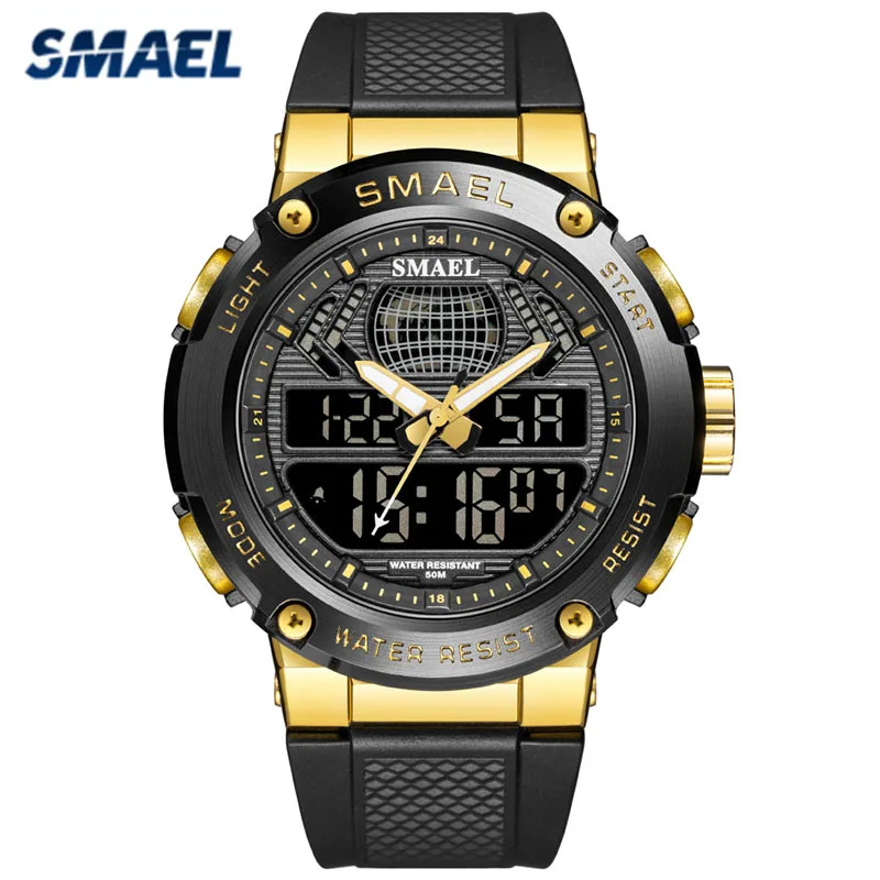 

SMAEL Men's Watches Fashion Waterproof LED Dual Movement Quartz Wristwatch Casual Men Digital Watch Sports Watch Reloj Hombre