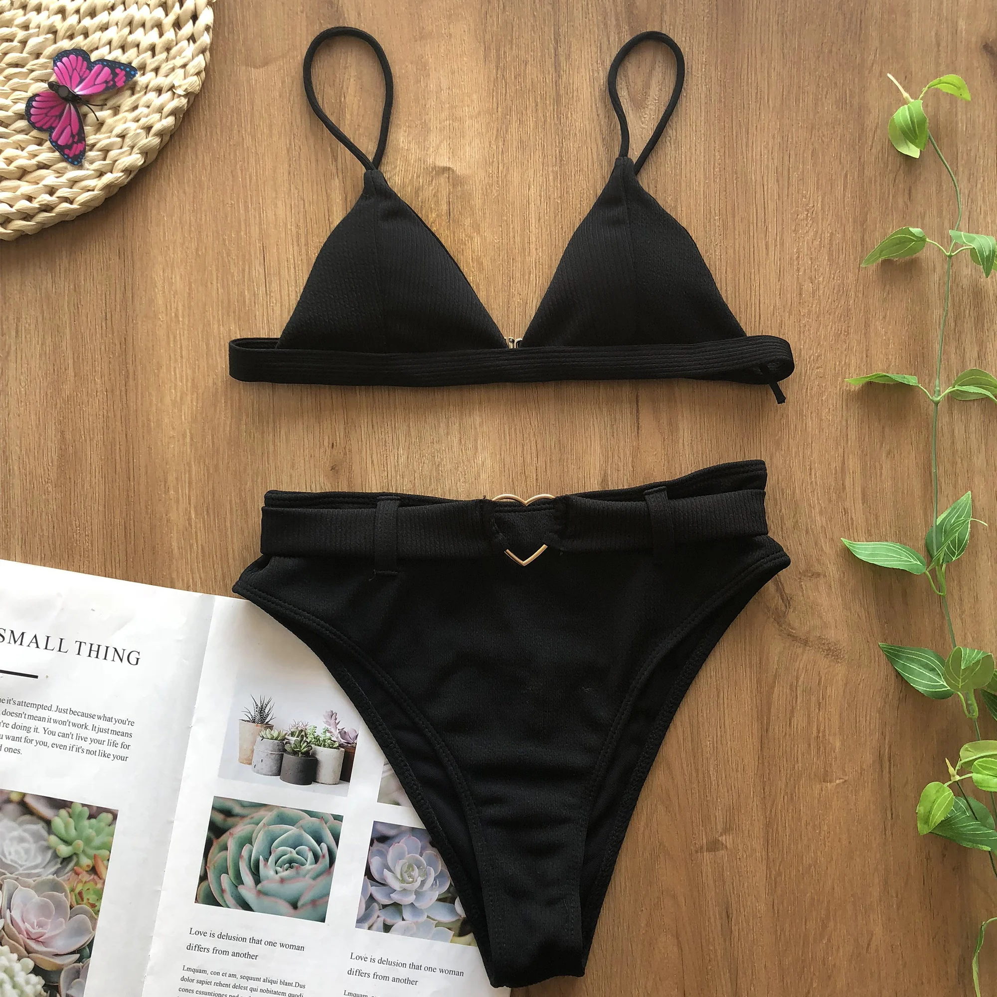 2020 летний купальник с высокой талией женское бикини эффектом пуш ап набор