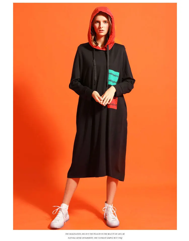 Max LuLu новые корейские модные роскошные уличные женские длинные платья с капюшоном с принтом женские винтажные Лоскутные Повседневные платья