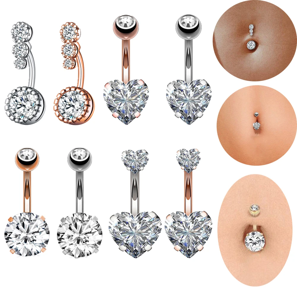 

1 шт., кольцо для пирсинга пупка, с круглым кристаллом, украшения для тела, для женщин, бижутерия пирсинг пупка