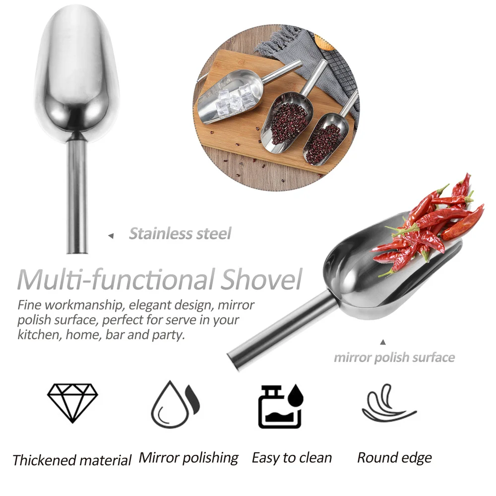 

1 Set 3pcs Rice Shovels Ice Scoops Stainless Steel Food Scoops (Steel Color)